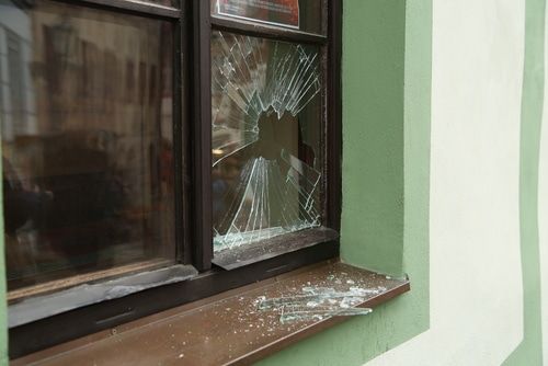 Broken windows or doors following a break-in